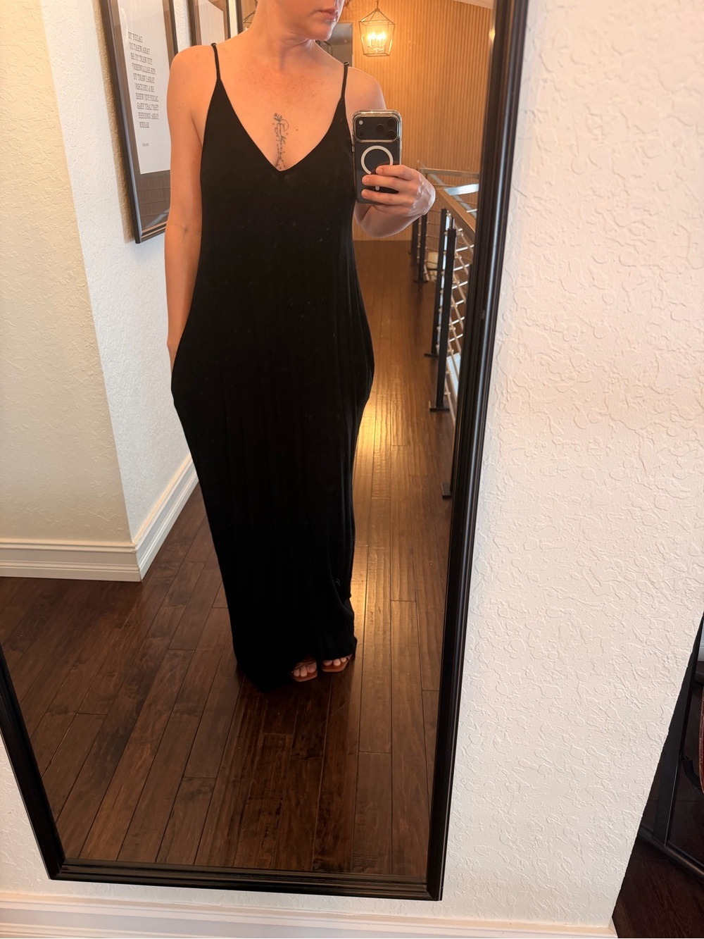 Women's Olive Green V-Neck Maxi Slip Dress - Picture 2 of 3
